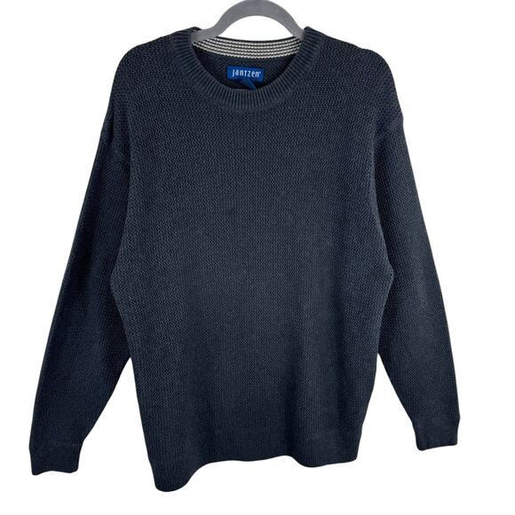 Jantzen Gray 100% Cotton Long Sleeve Crew Neck Waffle Knit Pullover Sweater XL - Picture 1 of 5